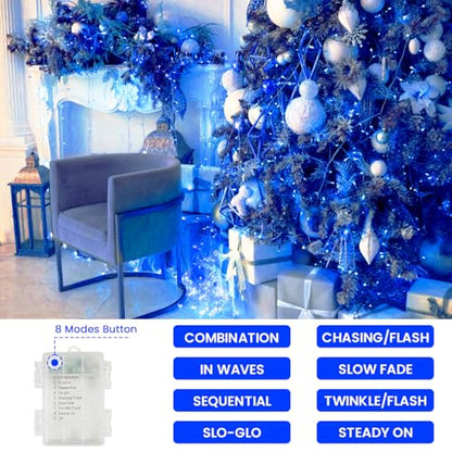 2 Pack 200 LED Battery Operated String Lights, Twinkle Fairy Lights Blue - color: Blue, size: 2PK(100LED)