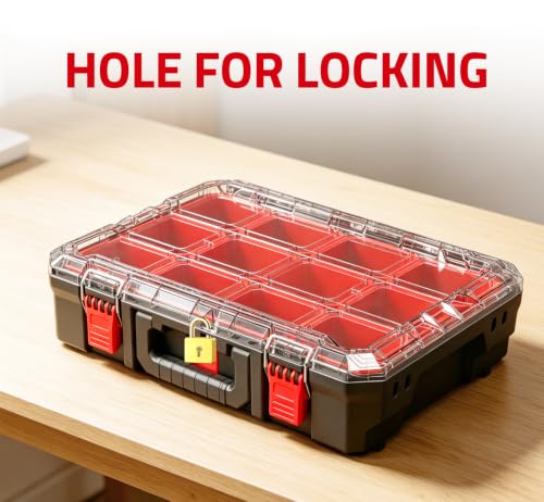 Tools Organizer, Small Parts Storage Toolbox, 20.7 * 14.7 * 5.4" Durable Hardware Box Storage, with Removable Inner Cups