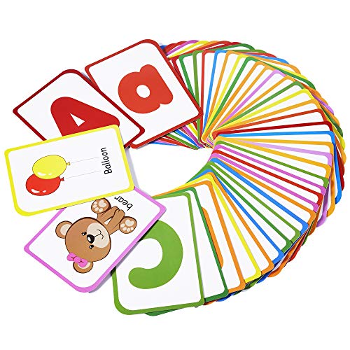 Alphabet Flash Cards for Toddlers: Teach Toddler ABC Letters & Words, 52 Double-Sided Uppercase and Lowercase Letters Cards - Preschool Learning - style: ABC Letters