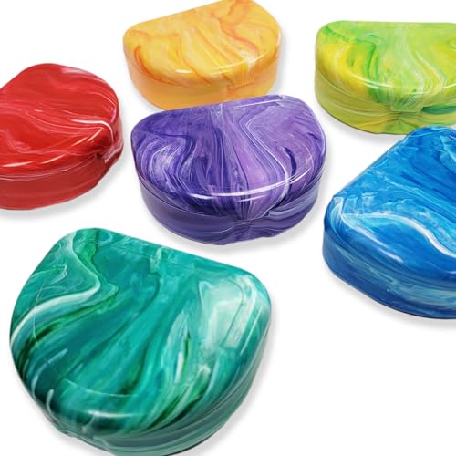 USA Made QUIST Dental® - Bulk Marble Retainer Cases (6) - Vent Holes - BPA Free - Unique Look