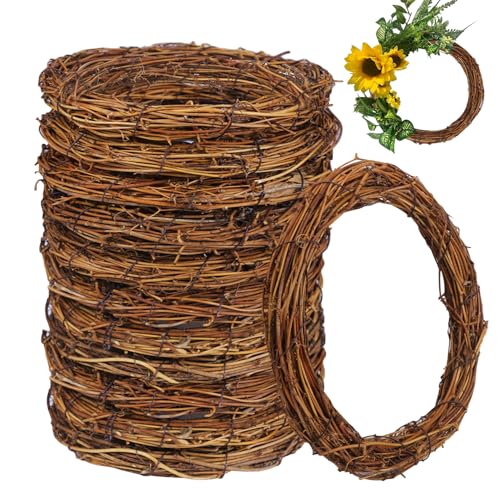 14 Pcs 8 inch Natural Grapevine Wreath Set, Hand-Woven Vine Branch Wreaths for DIY Crafts, Christmas Decorations, Home & Event Styling - size: 14 Pcs 8 inch Brown
