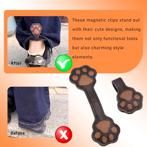 6pcs Magnetic Clothing Clips, Cute Dog Paw Shape Leather Shirt Clips for Women, Strong Hijab Magnets for Scarves Fabric Pants Sleeves