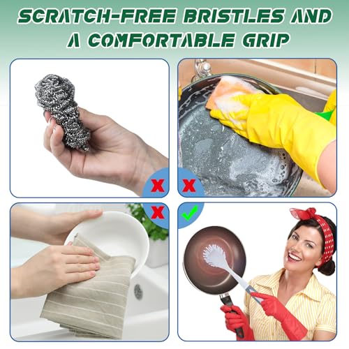 Hsei 20 Pcs Gray Kitchen Scrub Dish Brush Bulk with 11 Inch Handle Cleaning Dish Scrubber with Stiff Bristles Washing Scrub Brushes for Housekeeping for Pots and Pans, Kitchen Sink - color: Gray and White