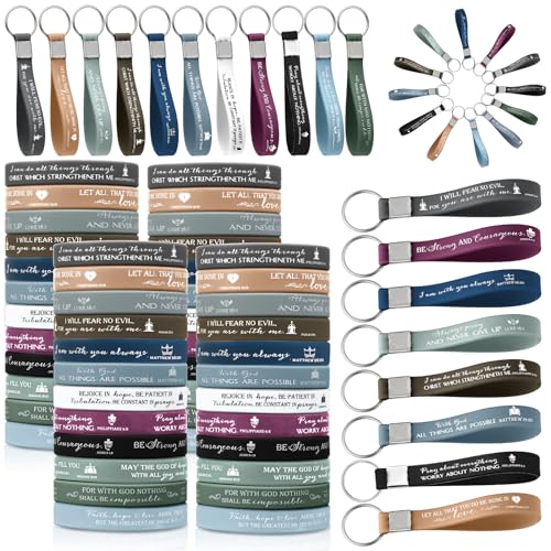 Unittype 120 Pcs Bible Verse Bracelets Keychains Bulk Set - color: Fresh Color