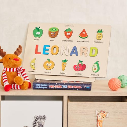 Personalized Name Puzzle for Toddlers 1-3 | Custom Wooden Baby Gift | 1st Birthday, Baby Shower & Easter | Montessori Learning Toy | Nursery Decor for Boys & Girls - Set 5 - style: Vehicles - 10 Figures