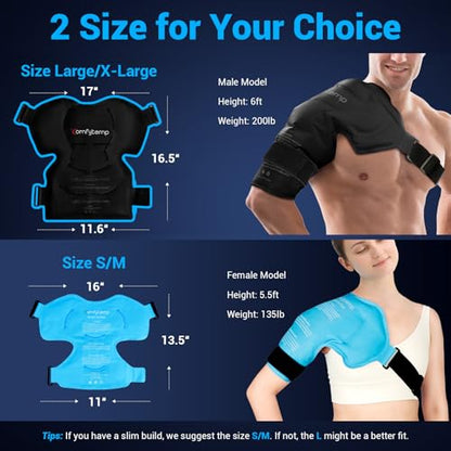 Comfytemp 숄더 아이스 팩 랩 로테이터 커프 콜드 테라피 (라지/XL) | FSA 적격 HSA, 부상을 위한 아이스 팩 재사용 가능, 통증 완화를 위한 냉찜질 어깨 지지대, 수술 회복, 블랙 - color: 블랙., size: 대형
