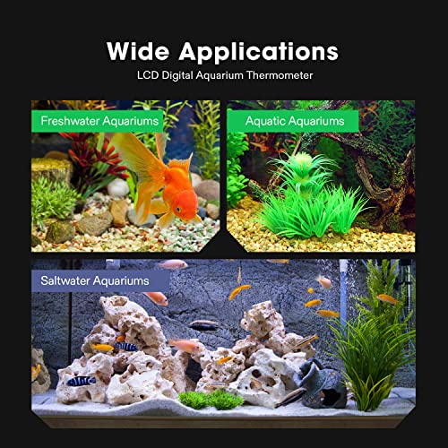 VIVOSUN 1-Pack LCD Digital Aquarium Thermometer | Fish Tank Water Terrarium Temperature with Suction Cup for Turtle - size: 1 pack