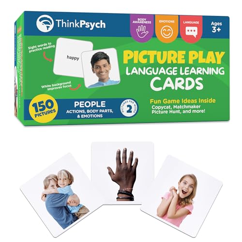 ThinkPsych Real People Picture Cards - 150 Body Parts, Emotions, and Verbs - style: People - Actions, Body, & Feelings (Real Photos)