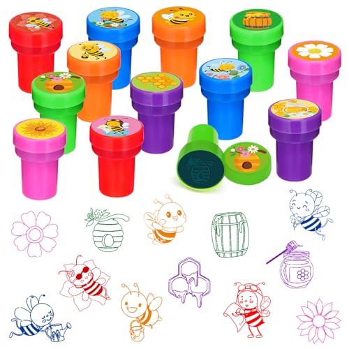 Cinrobiye 24 Pcs Bee Stampers Party Favor Set, Cute Honey Bee Stamps for Kids Birthday Party, Classroom Rewards, Carnival Prizes, Goody Bag Fillers, Bee Themed Party Supplies - color: Bee
