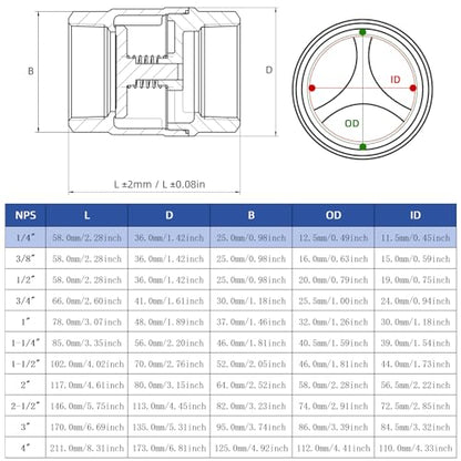1/4" NPT Stainless Steel Spring Check Valve, WOG1000 NPT Thread unleaded In-Line Vertical Check Valve Non Return One Way Counterflow to Prevent the Medium Backflow for Oil Water Gas Air DN8 - size: 1/4"-NPT