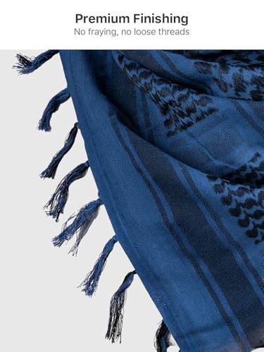 FREE SOLDIER Scarf Military Shemagh Tactical Desert Keffiyeh Head Neck Scarf Arab Wrap with Tassel for Men Women - color: Gray and Blue