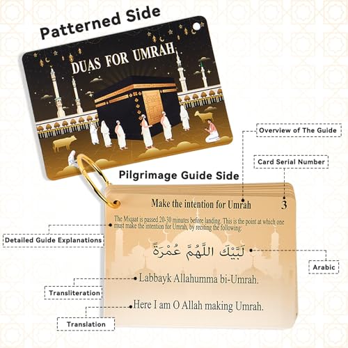 Umrah Dua 카드, Step by Step Guide Duas, Umrah Essentials 기도 카드 lslamic 여성 남성용