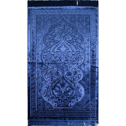 Modefa Prayer Rug - Luxury Velvet Muslim Prayer Rug with Tasbih Beads Soft Elegant Prayer Mat Meditation Mat - Plain Solid Turkish Prayer Matt Islam Ramadan Eid Gift - Paisley (Navy Blue) - color: Navy Blue