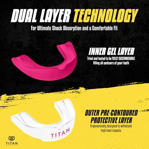 Mouth Guard Boxing, Dual-Layer Boil & Bite Mouthguard, Adult | Premium Dual-Layer | Case Included | Adult & Youth Custom-Fit Mouthpiece | Football, MMA, Hockey, Lacrosse, BJJ, Basketball - color: Pink, size: Adult Age 11+
