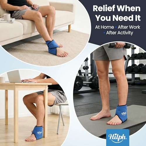 Hilph Ankle Ice Pack Wrap for Swelling, Reusable Gel Cold Pack for Ankle Sprained, Hot Cold Compress for Surgery Recovery, Plantar Fasciitis, Foot Pain Relief, Swelling, Achilles Tendonitis, Blue