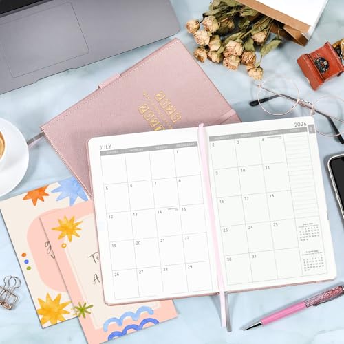 2026-2027 Planner - Academic Planner 2026-2027, 26-27 Planner Weekly and Monthly, 5.75" x 8.25", Jul. 2026 - Jun. 2027, Saffiano Leather with Thick Paper, Hardcover, Pen Holder, Back Pocket with Notes Pages - Rose Gold - color: Pink 2