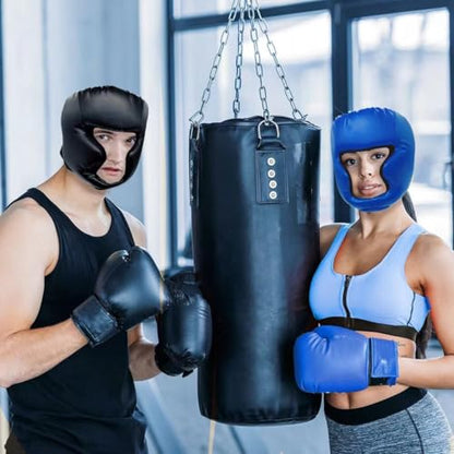 2 Pack Boxing Headgear Equipment for Taekwondo, Sparring, MMA, Muay Thai - Safety Helmet Protective Gear for Men Women Beginners - color: Black,Blue