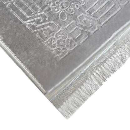 JE JOUE Luxury Islamic Prayer Mat with Tasbih Beads - Extra Thick Large Padded Sajadah for Men, Women & Kids, Soft Non-Slip Muslim Prayer Rug for Eid, Ramadan, Travel(31 "x 47",Grey) - color: Grey