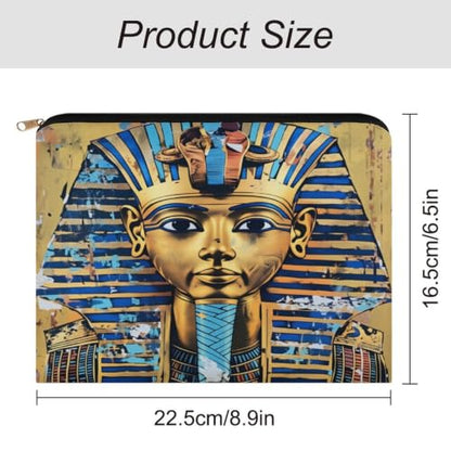 Egyptian Pharaoh Makeup Bag for Women, Cosmetic Pouch Travel Toiletry Organizer Bag 8.9"x6.5" Polyester - color: Egyptian Pharaoh