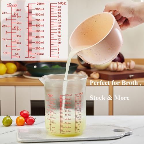 Ackers High Borosilicate Glass Measuring Cup Set with Pour Spout,60ml(2OZ),120ml(4OZ), 250ml(8OZ), 500ml(16OZ), 1000ml(32OZ) Glass Measuring Beaker for Kitchen or Restaurant, Easy to Read - size: 2oz/4oz/8oz/16oz/32oz Measuring Cup Set