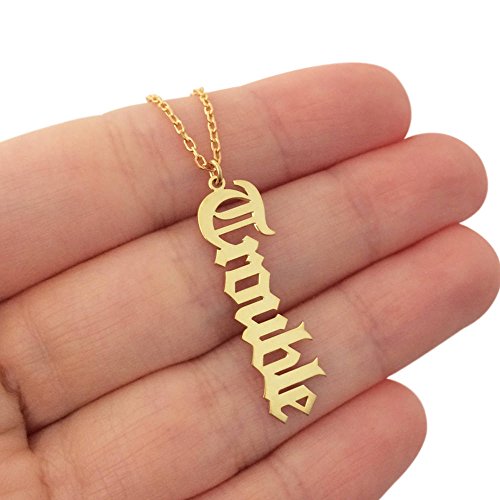 Custom Name Necklace Personalized, 18K Gold Plated Customized Nameplate Necklace Dainty Jewelry Gift for Women, Bridesmaid - color: Vertical Name Necklace