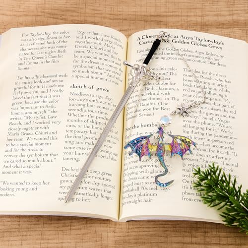 Fourth Wing Dragon Sword Cute Bookmark Book Mark for Reading Women Gifts - color: Silver Color