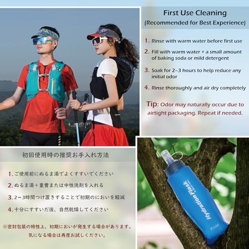 TRIWONDER Running Water Bottle Handheld Plastic Flask Hydration Vest Packs Waist Belt Replacement for Runners Marathon Cycling Hiking - color: 03 Soft Flasks - Blue - 500ml/16.9oz - 2 Packs