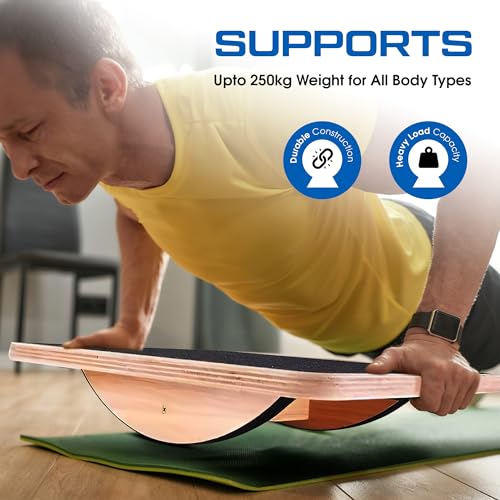 Wooden Balance Board for Adults and kids, Wobble Board for Core Strength & Stability Training, Non Slip Surface, 550lb Capacity, Home & Office Exercise Use