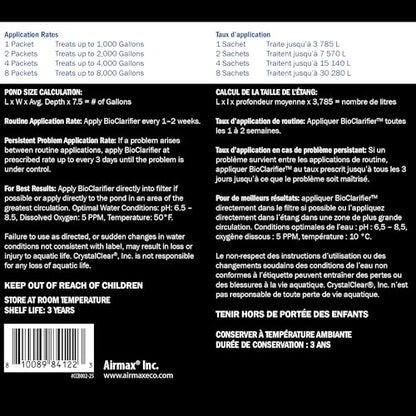 CrystalClear BioClarifier Small Pond & Water Garden Clarifier, 300 Packets | Cleaner for cloudy water with beneficial microbe treatment to improve water clarity; fish, plant & pet safe - size: 300 Packet