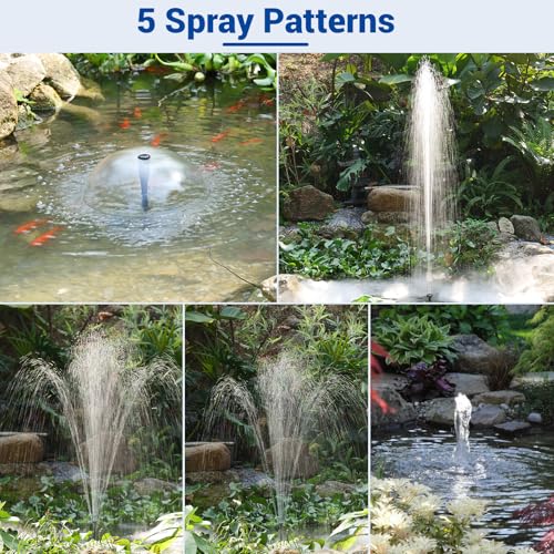 Fountain Nozzles Kits for Outdoor Fountain | Replacement 5 Spray Patterns Plastic Nozzles for Pond Fountain