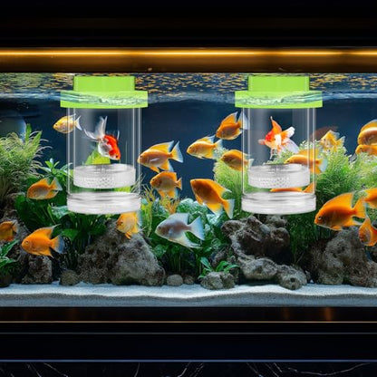 Beeveer 2 Pcs Breeder Box for Fish Tank Aquarium Breeder Separation Net Breeding Box with Suction Cup for Small Fish Shrimp Clownfish Guppy(Green,M)