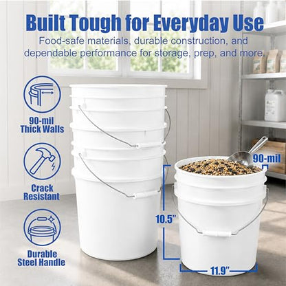 3.5 Gallon Bucket, Food-Grade w/Lid, BPA-Free, Yellow,3 Pack | Airtight Gamma Seal Screw-On Lid, Heavy-Duty 90 Mil HDPE Plastic, Food Safe and Durable Container, Bulk Storage, Made in USA - color: Yellow, size: 3 Packs
