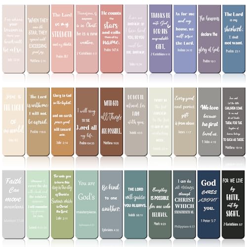 Chinco 30 Pcs Magnetic Christian Bookmarks - Bible Verse Inspirational Scripture Page Clips, Religious Prayer Bookmarks for Women, Kids, Teachers, Church Supplies & School Gifts(Morandi) - style: Morandi