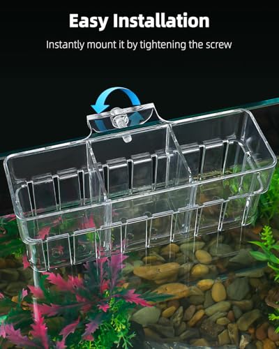 Pawfly Clear Acrylic Aquarium Plant Holder for Fish Tanks, 3 Slots Top Hanging Fish Tank Planting Holder with Hook, Adjustable Aquarium Planter Cup, Plant Pot for Water Feature Decoration - size: 1 Pcs 3 Slots