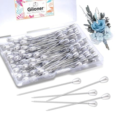 Pins for Flower Bouquets 100pcs Long Teardrop Pearl Pins,White Pearl Boutonniere Pins for Sewing Flower Decorations Wedding Supplies Decorations Jewelry Making.
