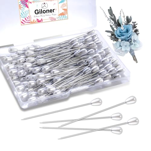 Pins for Flower Bouquets 100pcs Long Teardrop Pearl Pins,White Pearl Boutonniere Pins for Sewing Flower Decorations Wedding Supplies Decorations Jewelry Making.