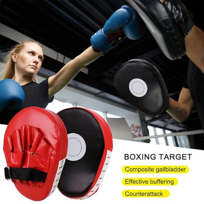 Boxing Pads Gloves Thick Adjustable Curved Focus Punching Mitts | Hand Target Training Hand Pads for Kickboxing Karate Thai - color: Red