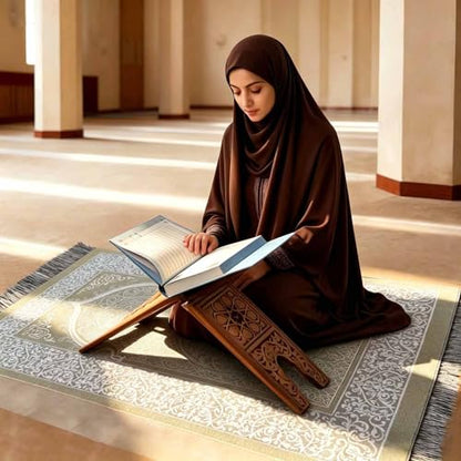 Portable Muslim Prayer Rug and Beads with Gift Box, Soft Islamic Prayer Mat,Travel Praying Mat for Men and Women, Prayer matt Islam Gifts Set, Sajadah/Janamaz/Seccade/سجادة صلاةx (Beige) - color: Beige