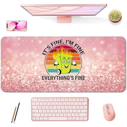 Desk Mat Pad,Large XXL Extended Mouse Pad Mat for Desktop Keyboard | 35''×15.6'' XXL Extended Gaming Mouse Pad with Non-slip Base Desk Matt Mousepad for Computer,Office,Keyboard and Laptop - color: A8-Pink Fire