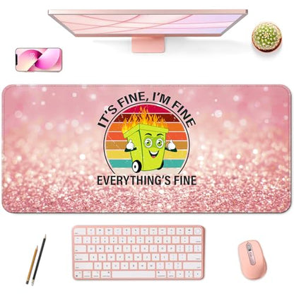 Desk Mat Pad,Large XXL Extended Mouse Pad Mat for Desktop Keyboard | 35''×15.6'' XXL Extended Gaming Mouse Pad with Non-slip Base Desk Matt Mousepad for Computer,Office,Keyboard and Laptop - color: A8-Pink Fire
