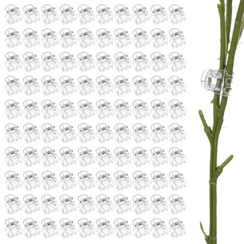 100Pcs Plant Clips Orchid Clips, Clear Plant Clip | Plants Orchid Support Clip Plants Pins for Orchids Support Flower Vine Climbing Vine Stem Supports