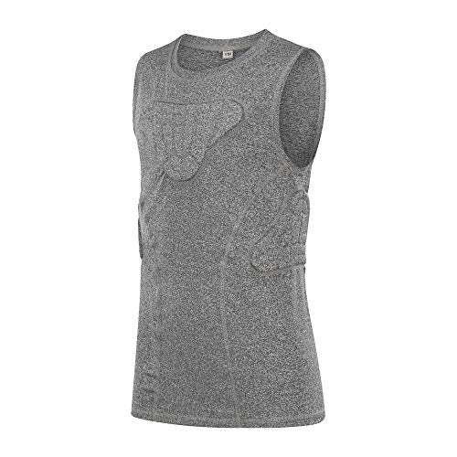 Youth Padded Compression Shirt Vest Rib Chest Protector Football Baseball - color: Padded Vest Gray, size: X-Large