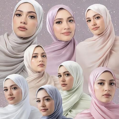 Lina & Lily Sheen Shimmer Women's Crepe Scarf Shawl Wrap Head Hijab Lightweight - color: Light Mink