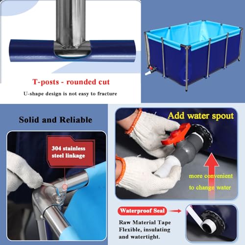 Durable Foldable Aquarium Pool, 1.5m Outdoor Fish Tank for Koi & Turtles, Temporary Holding Pond, Portable Canvas Fish Container, Ideal for Aquaculture & Gardening - size: 1.5*1*0.6m