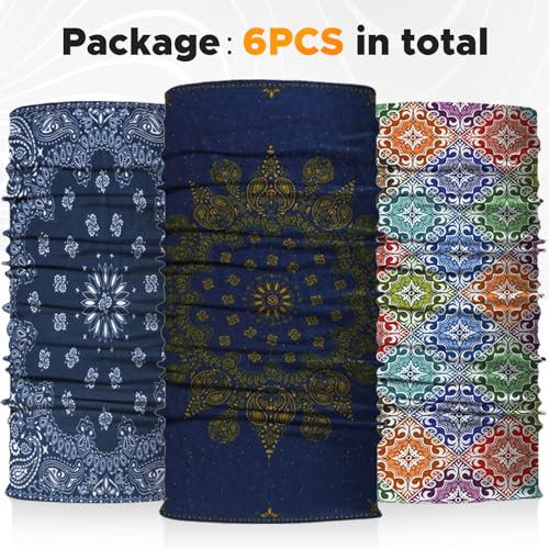JOEYOUNG Headwear, Bandana, Neck Gaiter Head Wrap Headband Balaclava Magic Scarf - color: A-blue Boho