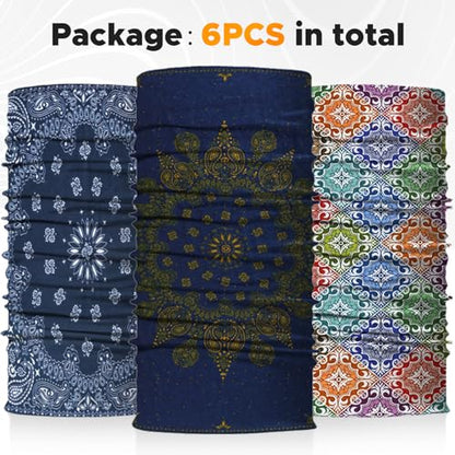 JOEYOUNG Headwear, Bandana, Neck Gaiter Head Wrap Headband Balaclava Magic Scarf - color: A-blue Boho