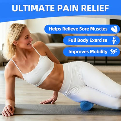 Peanut & Spiky Massage Ball Set, Double Lacrosse Peanut Roller + Firm Spiky Ball for Deep Tissue Myofascial Release, Trigger Point Therapy, Plantar Fasciitis & Muscle Recovery (Blue+Yellow) - color: Blue+yellow