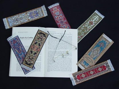 Oriental Carpet Bookmarks Ifsahan - Authentic Woven Carpet - Rug Book Markers - Beautiful, Elegant, High Quality, Woven Cloth Book Marks! Best Gifts for Men Women Adults Teens Teachers & Librarians!