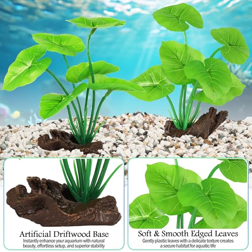 MyLifeUNIT Fish Tank Decor, Silk Aquarium Plants and Hollow Tree Trunk Decor for Betta, Goldfish, Turtle, Reptile Decoration