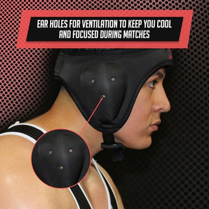 Wrestling Headgear for Kids, Adults Adjustable for BJJ, Grappling, Kickboxing, MMA, Sparring, Training, Jiu Jitsu Cauliflower Ear Helmet - size: Teens/Adults (Up to 25" Head Circumference)